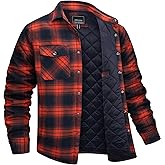 EKLENTSON Men's Flannel Shirt Jacket Quilted Lined Plaid Coats Warm Winter Jacket Thick Button Down Coat with 5 Pockets
