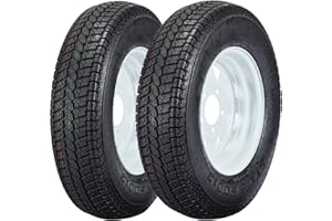 LALFPET Set of 2 ST175/80D13 Trailer Tires and Rims – 13" White Spoke Wheels, 5 Lug on 4.5" Bolt Pattern, Load Range c (6-Ply