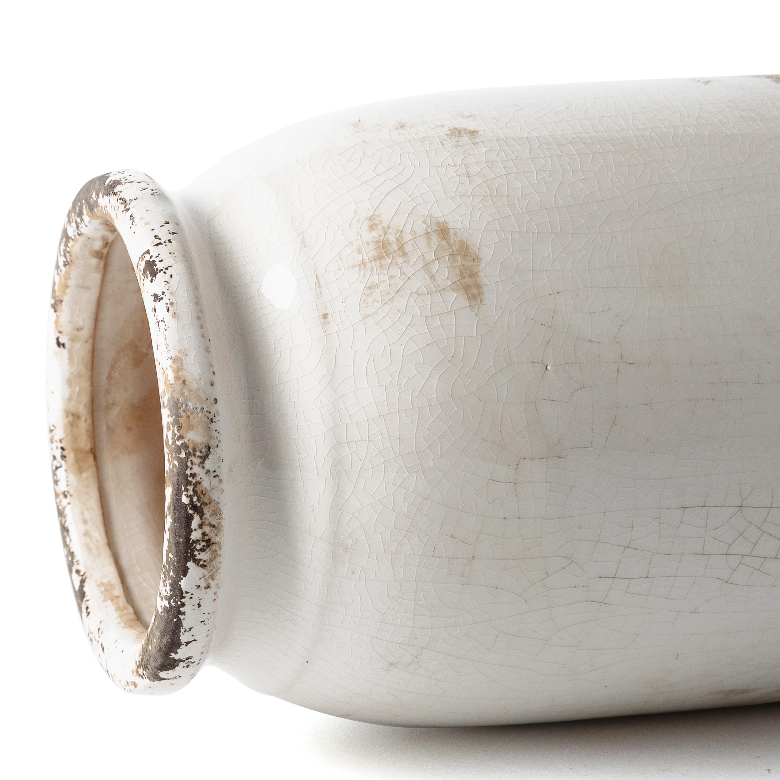 VICTOR & TERESA Rustic White Vase for Home Decor, Ceramic Vases for Flowers, Modern Farmhouse Decorative Vases for Pampas Grass,Table Accent, Mantel, Living Room,Bookshelf, Centerpieces, 8'' - Image 6