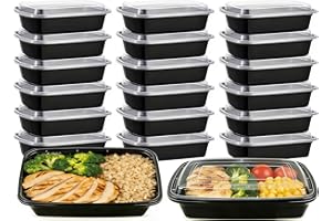 KUMD 40-Piece Set (20-Pack) 32oz Meal Prep Containers with Lids - Reusable 1 Compartment Food Storage & Freezer Containers, M
