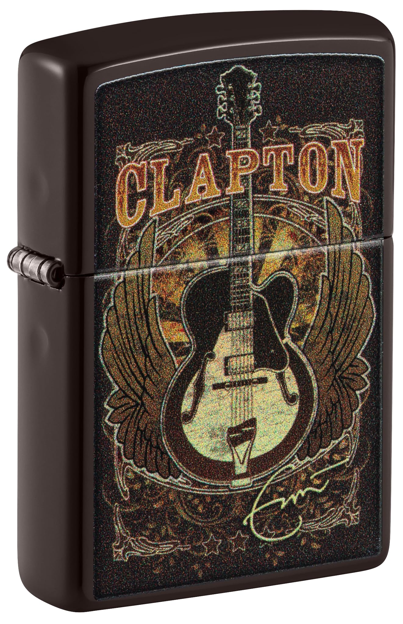 Zippo Windproof Lighter, Eric Clapton Design – Brown, Colour Image – Refillable, Reusable, Windproof Design – Comes in Gift Box – Made in USA