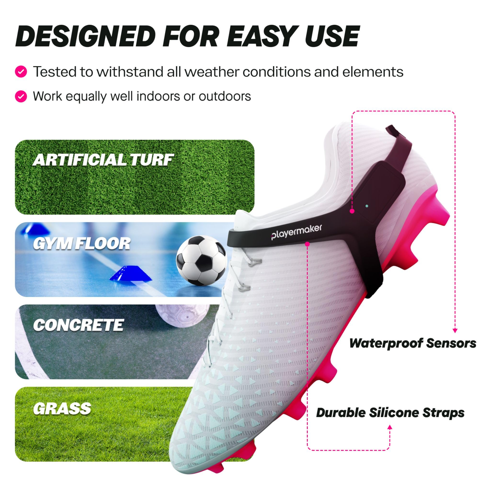 Playermaker 2.0 Smart Soccer Tracker for Cleats, 25+ Technical & Physical Soccer Training Metrics, 12 Month Access to Playermaker Technology App Included, Next-Level Precision Beyond GPS Trackers