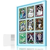 Glacier Blue 9-Card Display Case, Seamless Aluminum Frame with Tempered Glass for Graded Cards, Baseball Football Basketball Sports Card & TCG, Wall Mount Trading Card Frame, Includes 9 Shell Holders