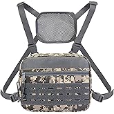 SMONT Tactical Chest Bag Pack for Men, Molle Micro Chest Rig Pouch for Hunting Fly Fishing Running Camo Grey