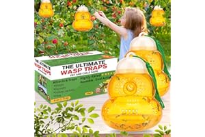 PROTECKER Wasp Trap Outdoor Hanging, Bee Traps Catcher, Wasp Deterrent Killer Insect Catcher, Non-Toxic Reusable Hornet Yellow Jacket Trap (Orange, 2 Pack)