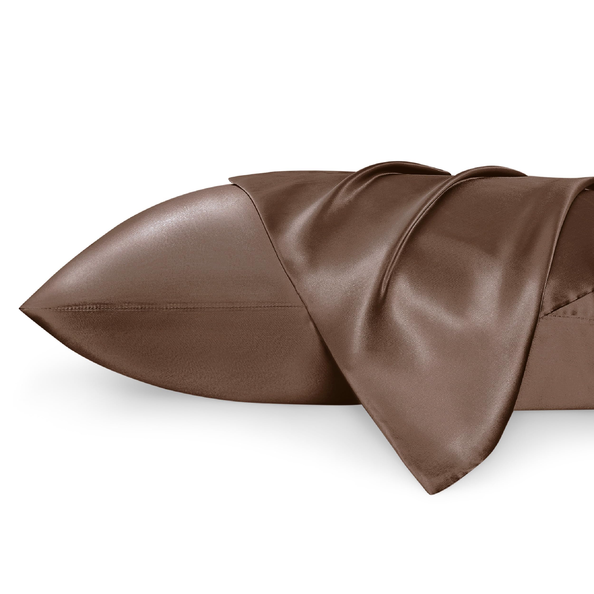 Photo 1 of Bedsure Satin Pillowcase 2 Pack Similar to Silk Pillow Cases Standard Size, Pillow Case for Sleeping Women with Envelope Closure, Gifts for Women Men, Beaver Fur, 20x26 Inches, 2pcs