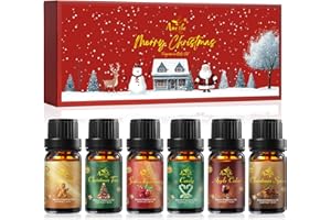 AUELIFE Christmas Essential Oil Set | 6 Pack Holiday Fragrance Oils for Diffuser, Candle Making | Christmas Tree, Spice, Gingerbread, Apple Cider, Candy, Cranberry | Aromatherapy Gift Set for Home & Women