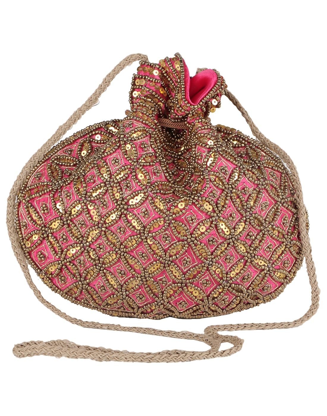 fashiondrobe women's broad potli (pink)(fdbp007)