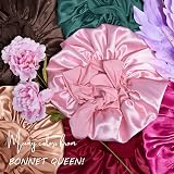 BONNET QUEEN Silk Bonnet Sleeping Cap for Curly Hair Medium Light Rose Gold view 6