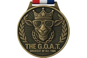 Bambluby Goat Medal – 3 Inches Champion Pendant with Award Ribbon, Greatest of All Time Award Chain for Football, Basketball, MVP, Tournaments & League Winners