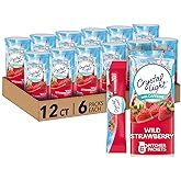 Crystal Light Wild Strawberry Artificially Flavored Powdered Drink Mix with Caffeine, 72 ct Pack, 12 Canisters of 6 Pitcher Packets