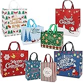 PARSUP 32PCS Christmas Gift Bags with Handles, Assorted Sizes Tote for Treat, Non-Woven Christmas Bags for Gift Wrapping, Xmas Party Supplies
