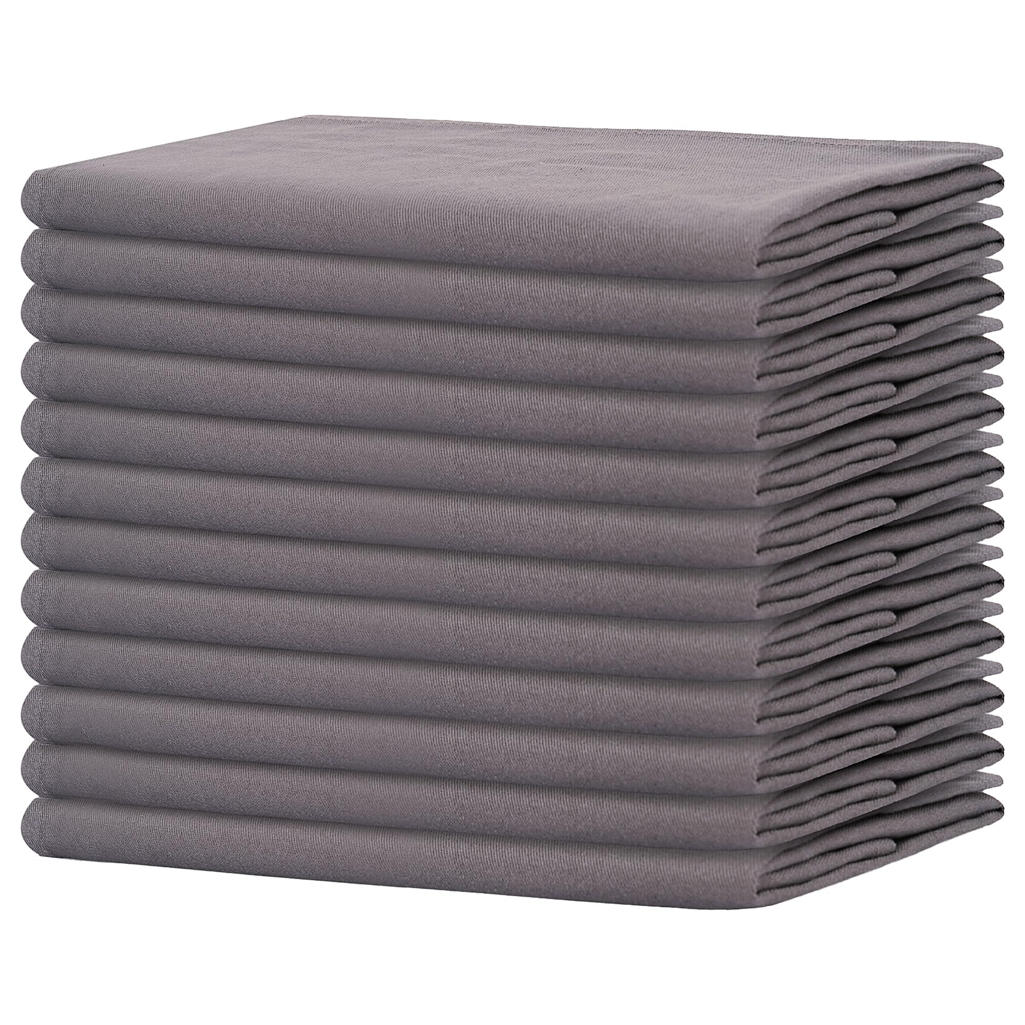 Sweet Needle - Pack of 12-100% Cotton Oversized Dinner Christmas Napkins 45 CM x 45 CM (18 IN x 18 IN), Charcoal - Heavy weight fabric for daily use with Mitered corners finish, Charcoal