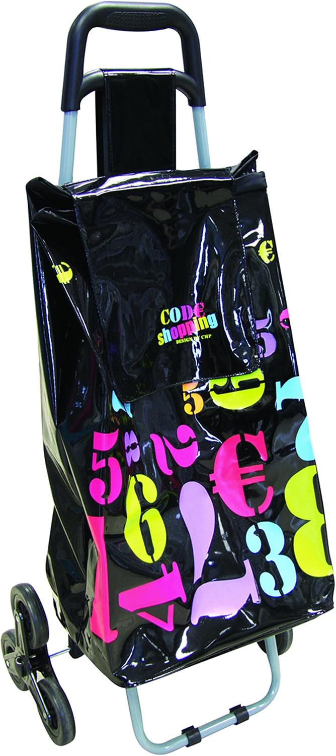 Totally Addict SH1483 Shopping Trolley with 6 Plastic Wheels 40 x 36.5 x 96.5 cm 50 L - Black - Image 4