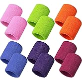 Bememo 12 Pcs Neon Sweatbands Wristband Sweat Wrist Band Competitions Absorbent Sweatbands for Men Women, for Sports, Running