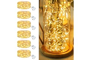 Fairdeer 6 Pack Fairy Lights Battery Operated - 7ft 20 Led Twinkle Lights 3 Modes, Bulk Mini String Lights Waterproof for Mason Jars Vases DIY Party Wedding Decoration Christmas -Warm White
