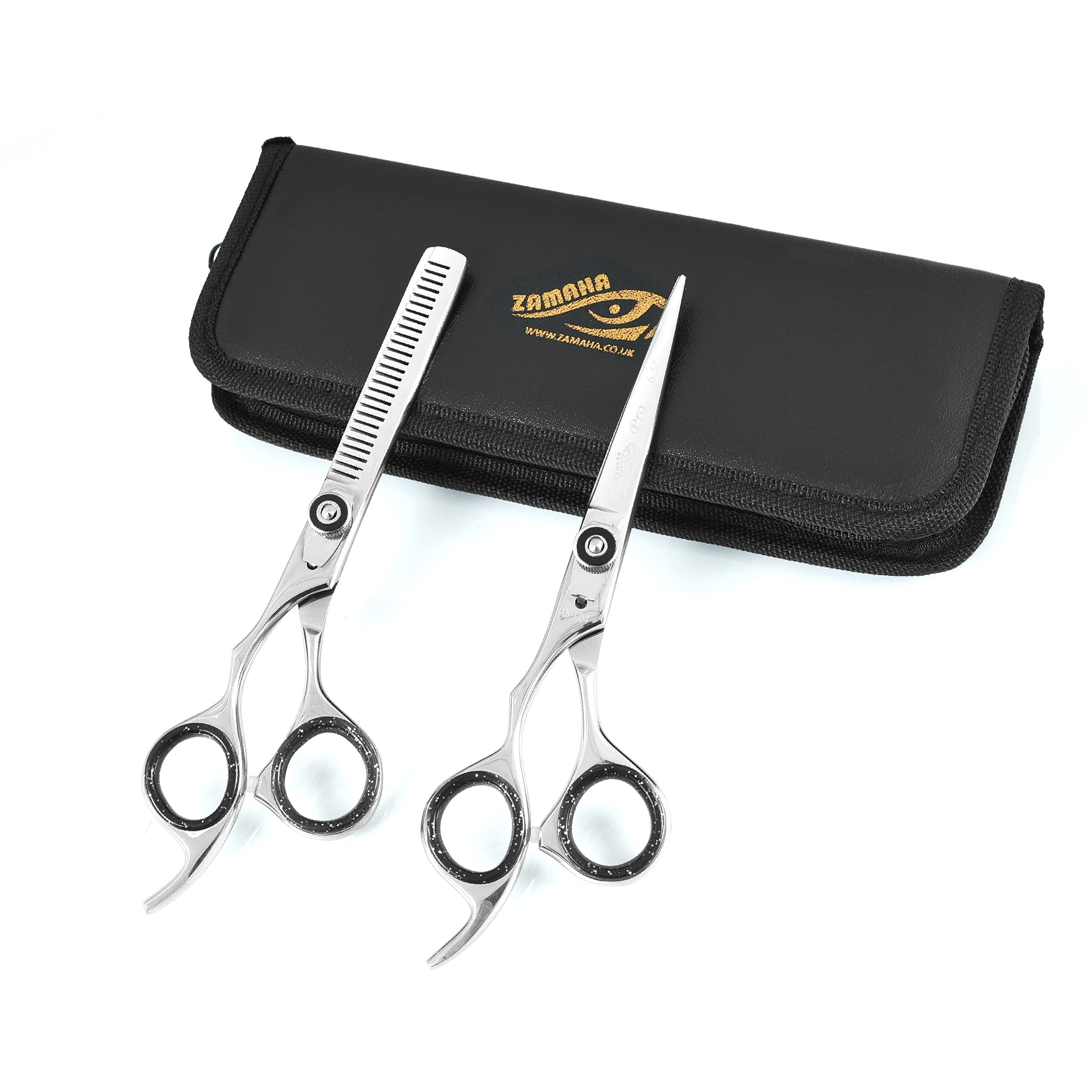 ZAMAHA Lefty Hairdresser Professional Hair Razor Scissors - Left-Handed, 6.5 inch Hair Scissors (Cutting + Thinning) - Polish Finish