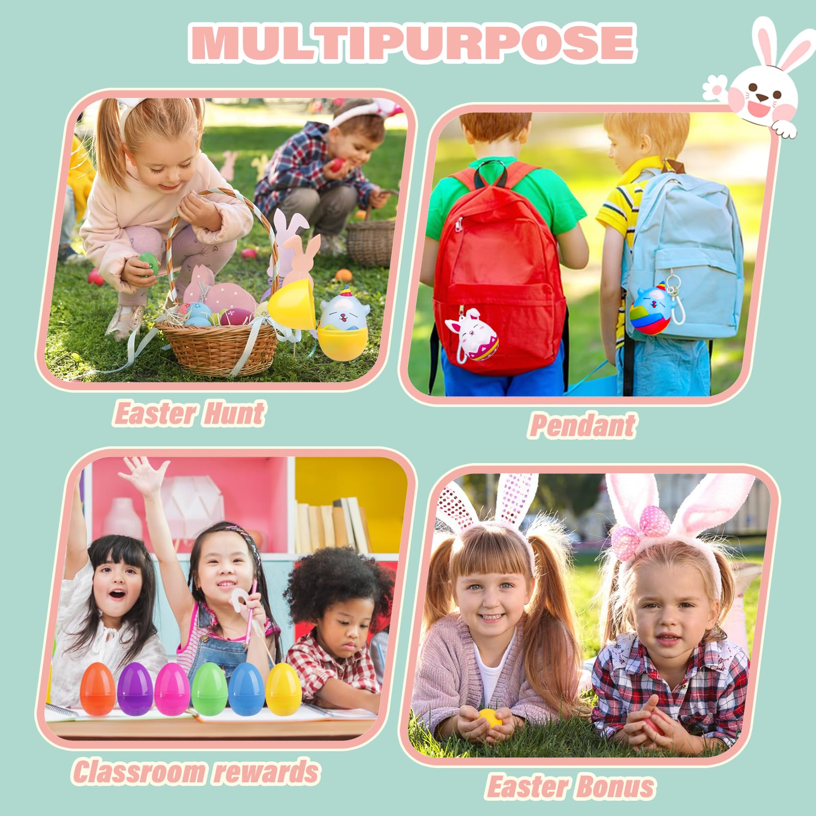 Exun 12 Pack Easter Eggs Filled with Squishy Toy - Mini Squishies Eggs Bunny Toys Inside for Easter Eggs Hunt, Easter Basket Stuffers/Fillers, Filling Treats, Party Favor, Classroom Prize Supplies