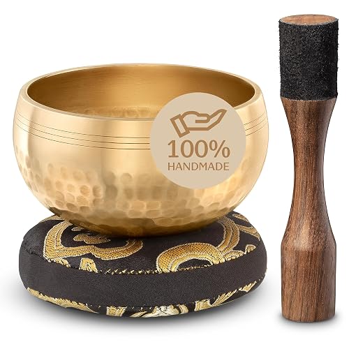 Silent Mind Tibetan Singing Bowl Set – Easy to Play & Beginner Friendly Meditation Bowl with Cushion & Mallet | Stress Relief & Mindfulness | Gift-Ready