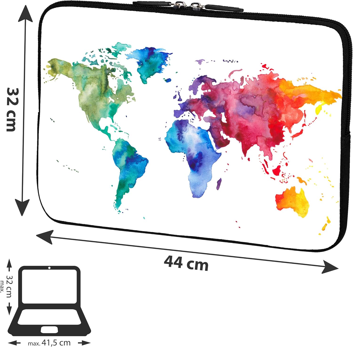PEDEA Design Protective Laptop Case up to 17.3 Inches (43.9 cm) Brown Global Map, color world, 17,3 Zoll - Image 3