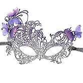 Zinniday Butterfly Lace Masquerade Mask - Halloween Renfaire Shiny Butterfly Masks for Women Halloween Masquerade