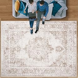 Area Rug 8x10 Vintage Rug: Large Washable Indoor
