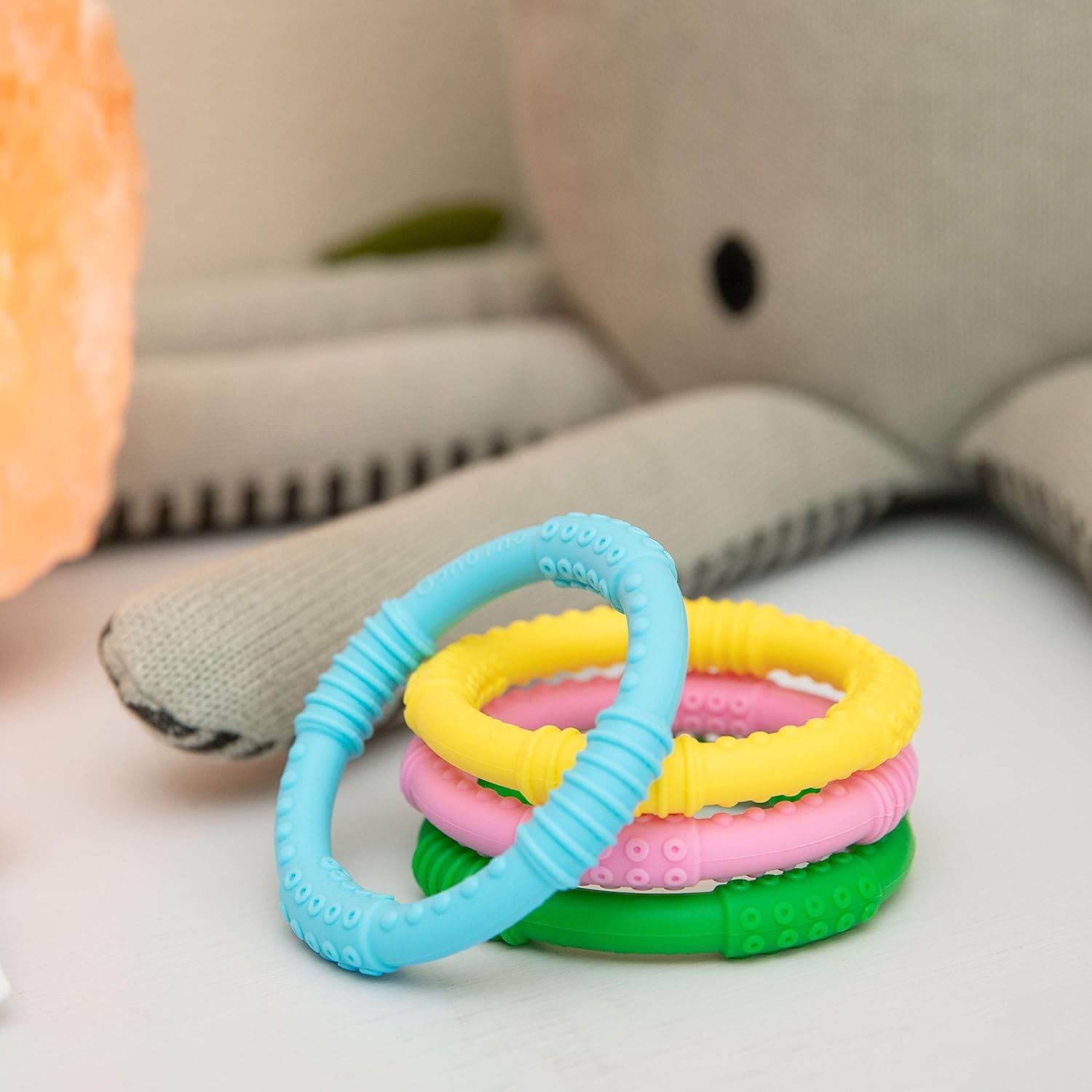 Bonbino Teether Rings - (4 Pack) Silicone Sensory Teething Rings - Soothes Baby Gum Pain! (Multicolor) : Baby