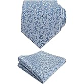 Alizeal Mens 3.15inches Light Color Rustic Tie with Flower Printed Handkerchief