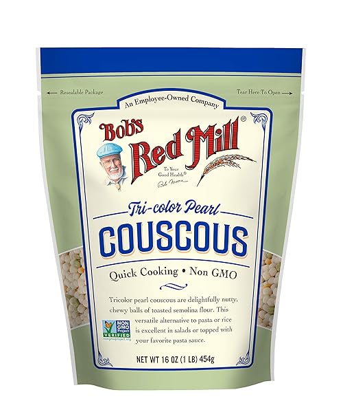 Bob's Red Mill Tri-Color Pearl Couscous, Quick Cooking - 1 Pound (Pack of 1) - Non-GMO, Vegan, Israeli Couscous - Non GMO, Vegan, Israeli Couscous, Kosher