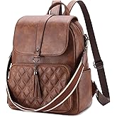 VX VONXURY Backpack Purse for Women Fashion Anti-Theft PU Leather Backpack Shoulder Bag Convertible 2 Ways for Travel Work,Brown