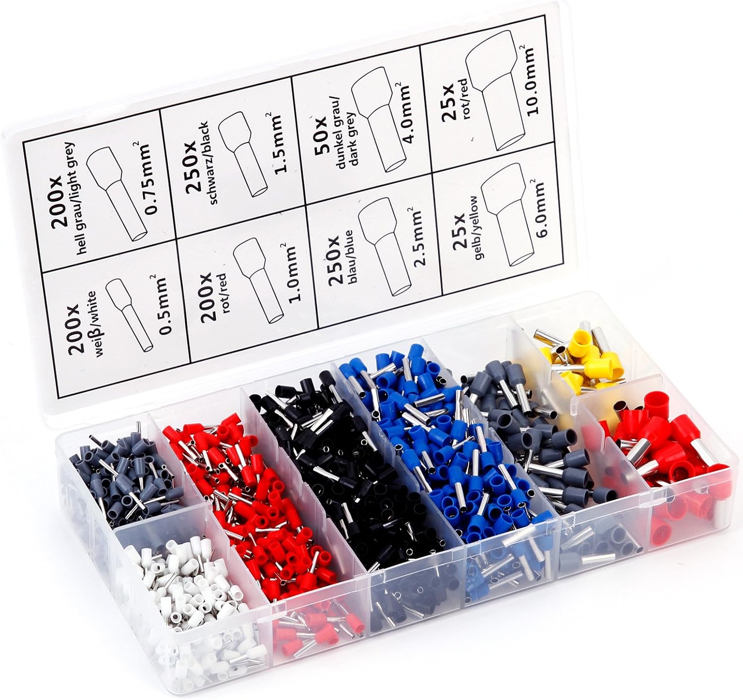 Non Insulated Butt Connectors 1400PCS Cable Wire Cord Pin End Bootlace Ferrule Connectors Set Crimp Terminals H 1003131 - Foto 6