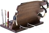 Teslyar Double Wooden Phone Docking Station, Wenge, 2 Phones Charging view 8