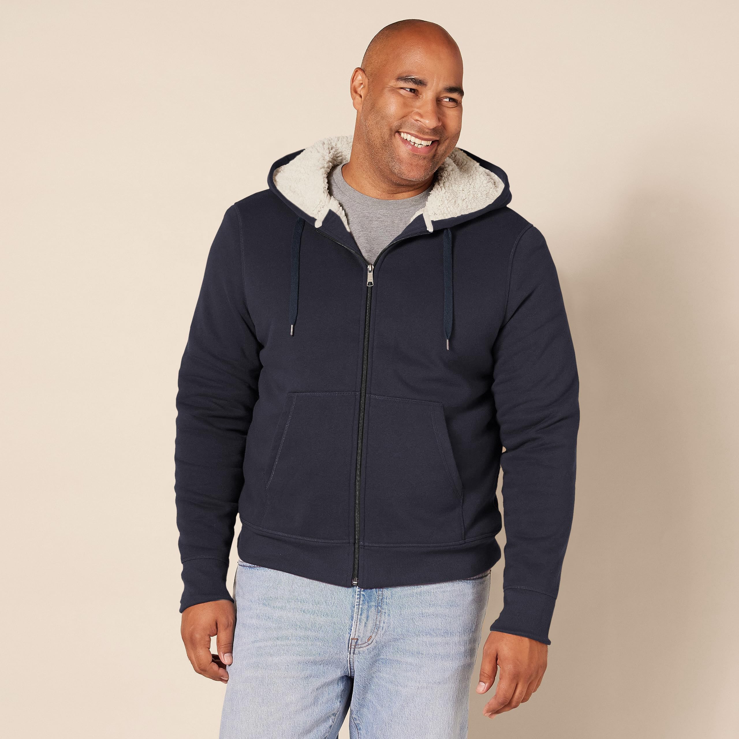 Amazon Essentials Hoodie For Men, Sherpa-Lined Full-Zip Fleece Sweatshirt