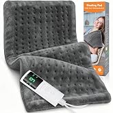 Heating Pad for Back Pain, Electric Heat Pad with 9 Heat Levels &amp; 4 Auto-Off Timers, Portable Heating Pad for Period Cramps, Shoulder, Neck, Machine Washable, Gifts for Women and Men, Grey, 24''&times;12''