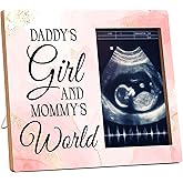 JUSITAKEET Daddy's Girl and Mommy's World Baby Picture Frames, Daughter Gifts Picture Frame, New Baby Girl Gifts from Mom Dad Parents, Daughter Birthday Gift Photo Frames -A17