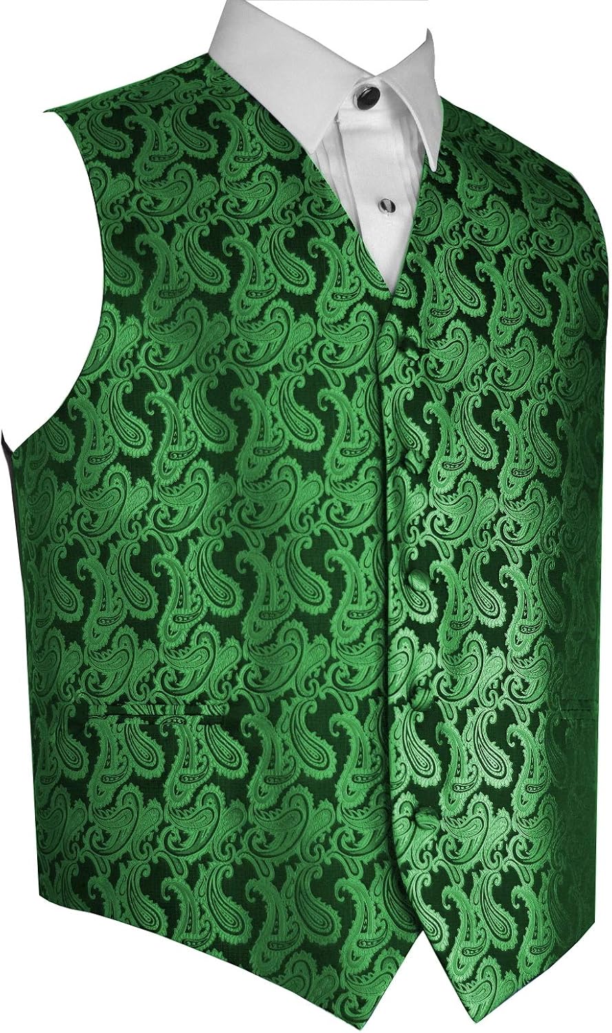 Wedding Tuxedo Vest in Green Paisley 