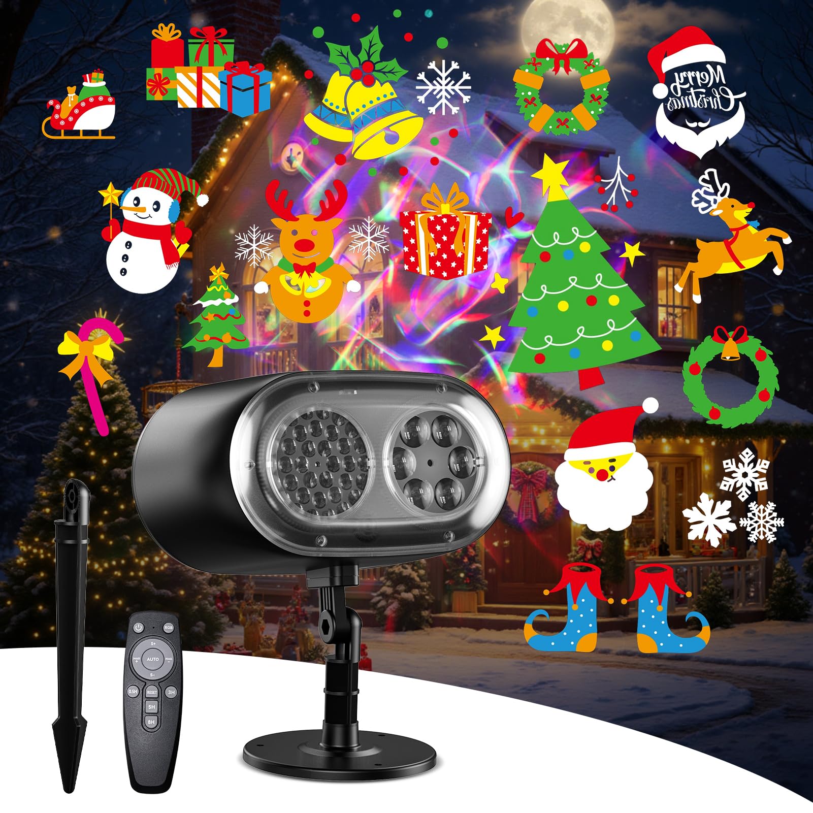 Photo 1 of ***(PARTS ONLY/ NON FUNCTIONAL)***Christmas Projector Lights Outdoor No Need to Change Cards, 26 Effects Holiday Christmas Projector Light Outdoor 2 in 1 with Remote, Christmas Decorations Lighting for Outside Home Party House Decor