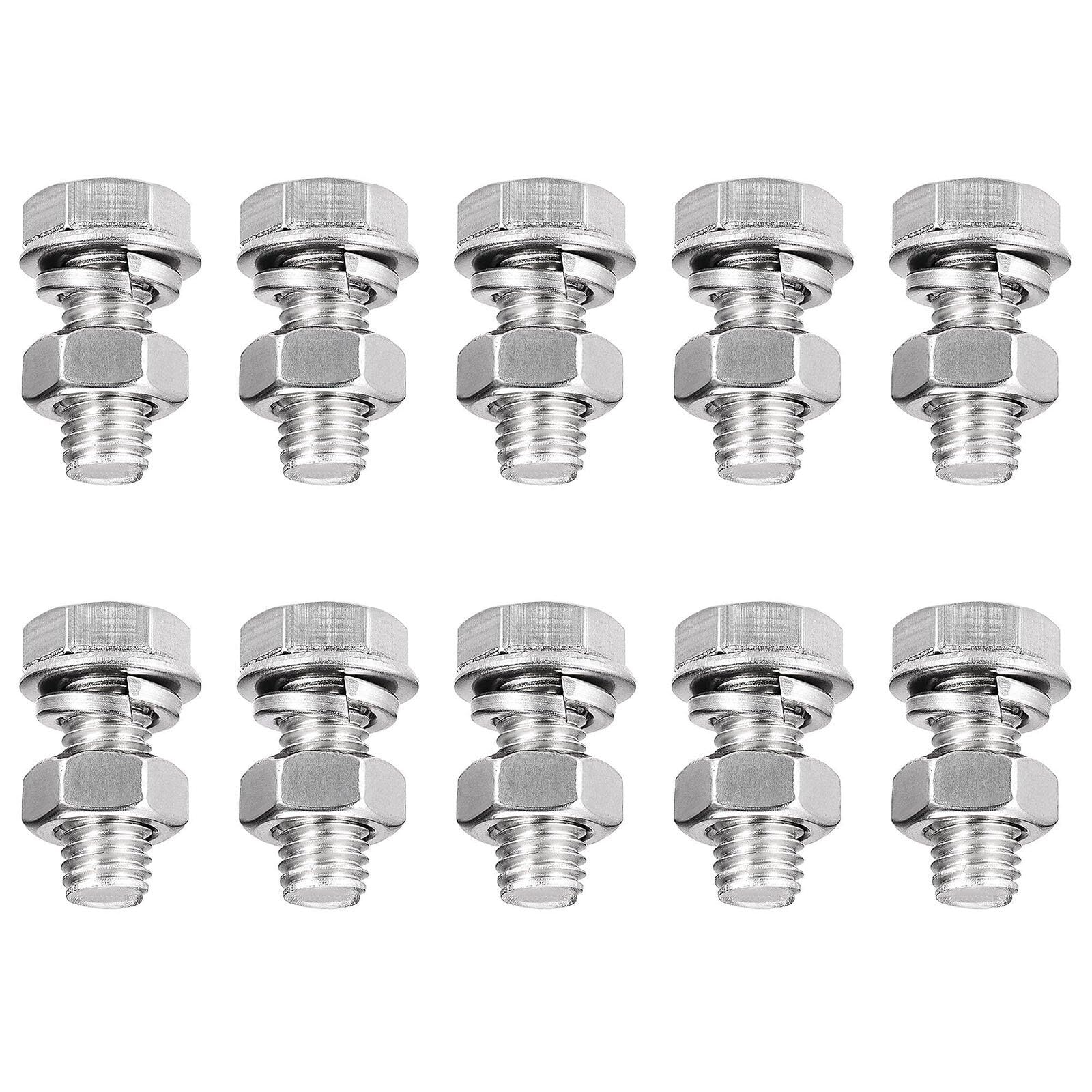 TA-VIGOR 10Pcs M8 x 20mm Hex Head Screws Bolts, Nuts, Flat & Lock Washers Kits, Fully Thread Hexagon Bolts, High Tensile Cap Screws for Metal Work, Automotive Machinery, Bike Motorcycles Repair