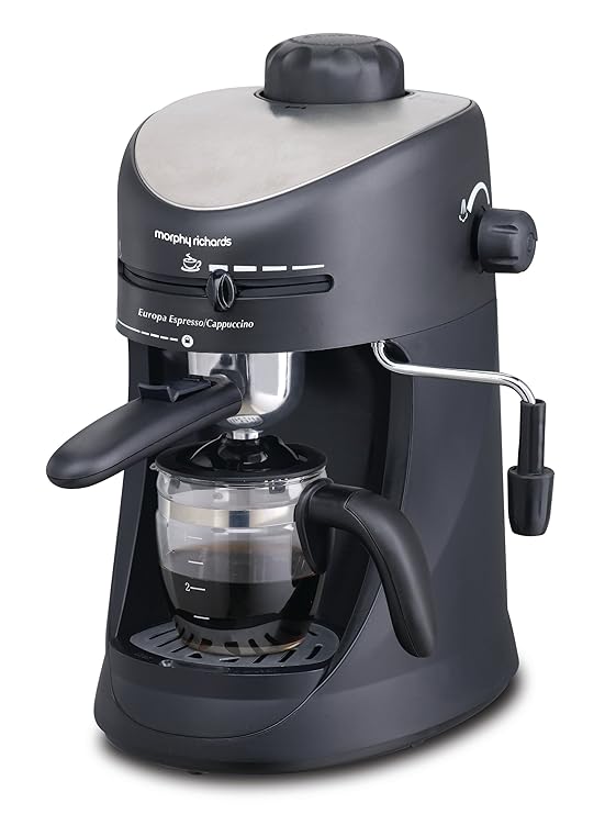 Morphy Richards New Europa 800-Watt Espresso and Cappuccino 4-Cup Coffee Maker (Black)