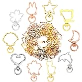50PCS Metal Swivel Lobster Claw Clasps Star Shape for Jewelry Making, Alloy Heart Clasp Keychain Rings for Crafts DIY Creative Snap Hook Lanyard for Bag Key Chains Accessories (10 Shapes)