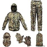 Funkoiteer Ghillie Suit Camouflage Hunting Suits Outdoor 3D Leaf Lifelike Camo Clothing Lightweight Breathable Hooded Apparel