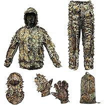 Zicac camouflagecape voor buiten met sneldrogende polyester 3D-bladeren, camouflage, vermomming, mantel, verstoppen, jachtkleding
