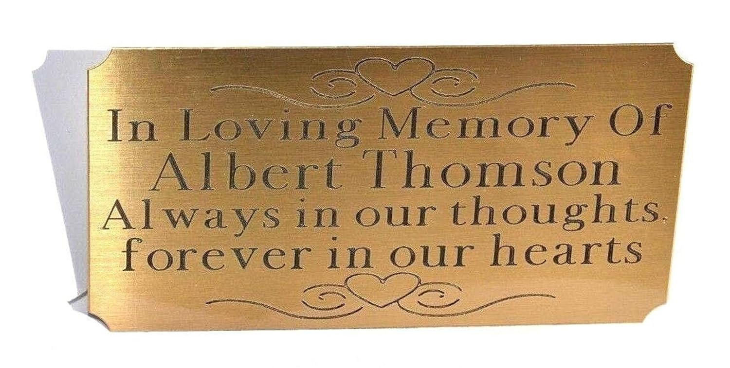 SOLID BRASS PERSONALISED ENGRAVED MEMORIAL PLAQUE 4" X 2" Amazon.co.uk