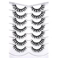 Pooplunch False Eyelashes Fluffy Cat Eye Look Wispy Fake Eyelashes Faux Mink Lashs 7 Pairs Pack