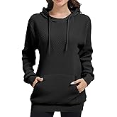 HeJoy Womens Hoodie Sweatshirt Loose Fit Crew Neck Pullover Sweater with Pocket Ribbed Cuffs Fall Tops