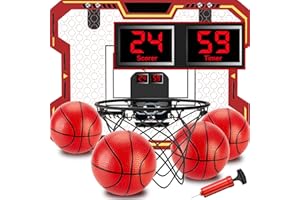 VIGNUTO Basketball Hoop Indoor for Kids(4-12 Years Old), Over The Door Basketball Hoop with Scoring, Countdown and Music Accompaniment, Christmas Toys