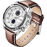 TICKEEN Mens Watches for Men Analog Quartz Watches with Waterproof Chronograph Calendar Leather Strap Stainless Steel Watch,Classic Stylish Fashion Sport Casual Business Wristwatch