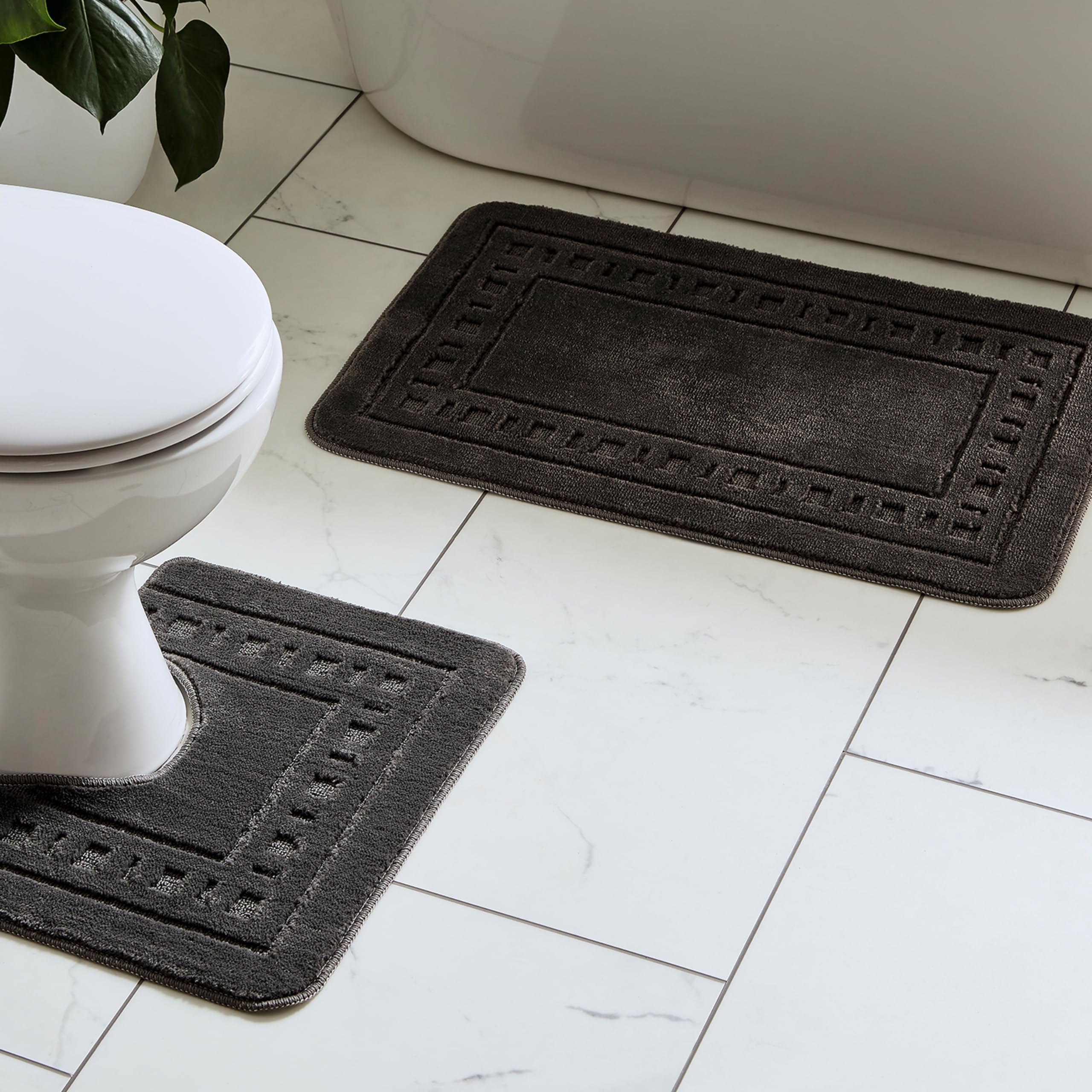 Catherine Lansfield Armoni Bath Mat and Pedestal Set Grey
