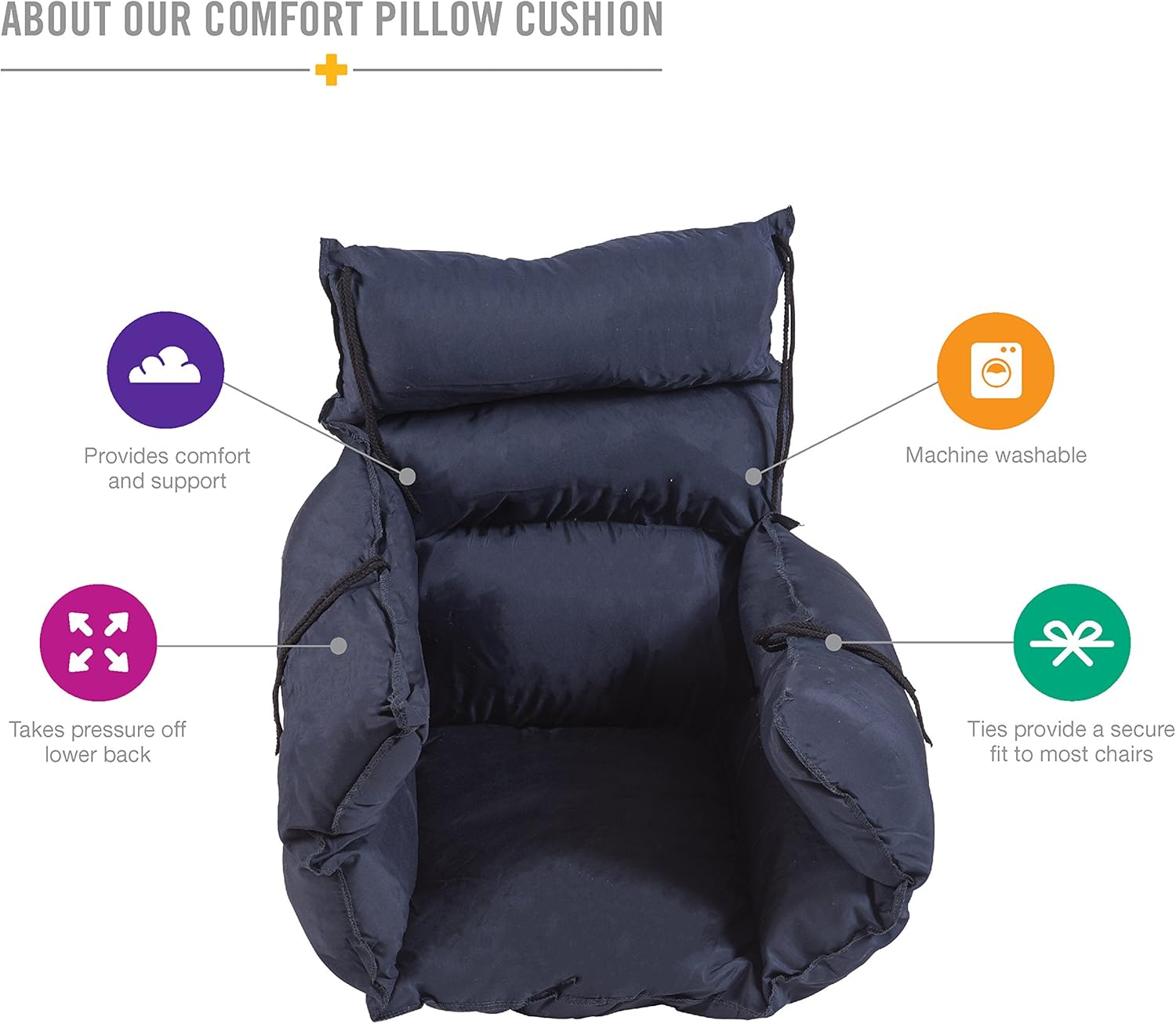DMI Comfort Wheelchair Cushion, Wheelchair Seat Cushion, Total Wheelchair Pillow, Recliner or Chair Cushion, Navy: Health & Personal Care