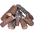 GASPRO Ceramic Logs for Propane Fire Pit or Gas Fireplace, Small Fake Wood Logs Set, 10-Piece